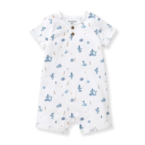 Burt's Bees Baby baby-boys Short Sleeve Rompers, 100% Organic Cotton One-piece Coverall and Layette Set