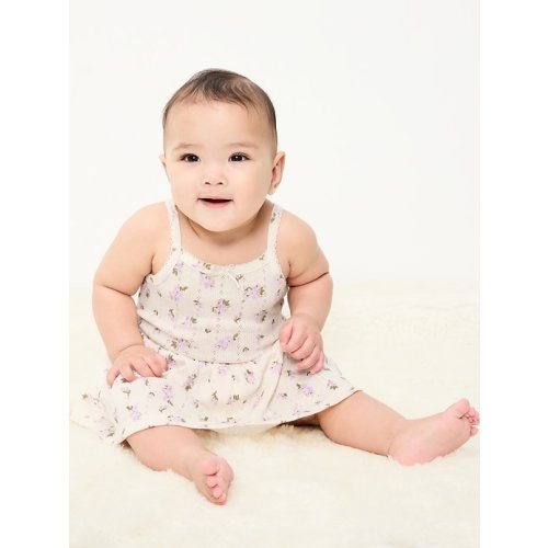 Printed Pointelle-Knit Bodysuit Dress for Baby