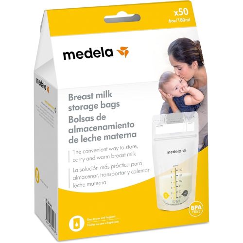 Medela 180ml Breastmilk Storage Bags Pack of 50 BPA-Free Breast Milk Collection Bags with Double Zipper, Fast Freeze and Defrost : Amazon.es: Baby Products