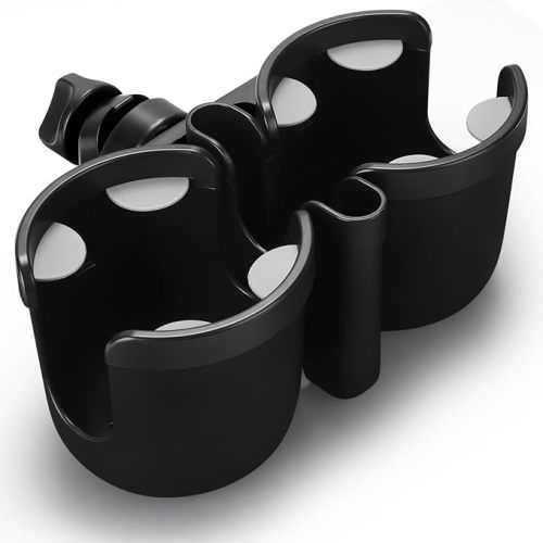 Accmor Stroller Cup Holder with Phone Holder, Bike Cup Holder, Universal Cup Holder for Uppababy Nuna Doona Strollers, 2-in-1 Cup Phone Holder for Stroller Bike Wheelchair Walker Accessory