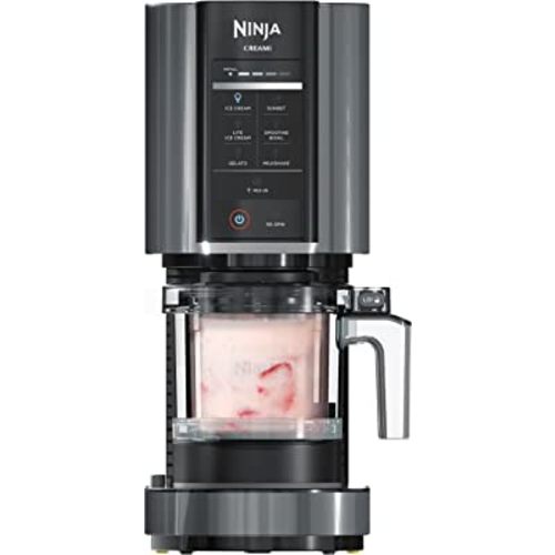 Ninja NC299AMZ CREAMi Ice Cream Maker, for Gelato, Mix-ins, Milkshakes, Sorbet, Smoothie Bowls & More, 7 One-Touch Programs, with (1) Pint Container & Lid, Compact Size, Perfect for Kids, Matte Black