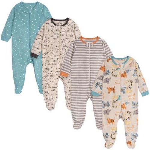 Onesies Brand Baby Neutral 4-pack Sleep 'n Plays, Hello Friends, 3-6 Months