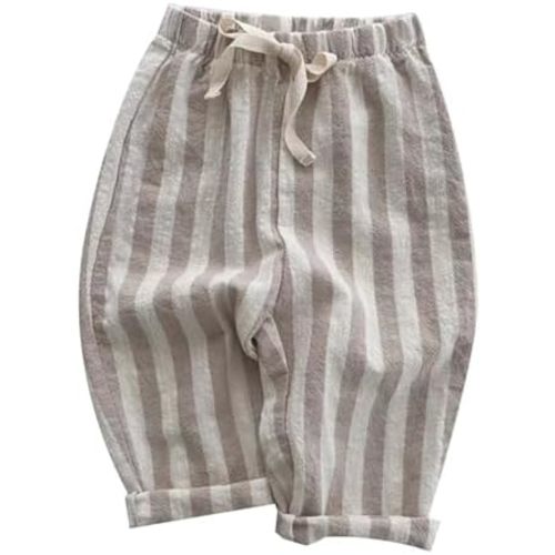Boys' Cotton Linen Harem Bloomers Pants for Baby Toddler Striped Bloomer Elastic Basic Harem Pants Joggers 0 Months 24 Months