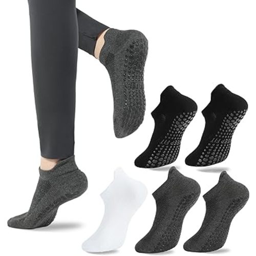 loudashuaiqi Grip Pilates Socks Non Slip Athletic Yoga Socks with Grips for Women Grippy socks for Hospital Workout Barre