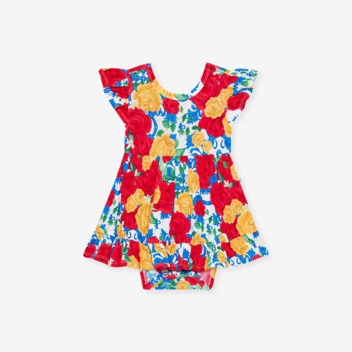 Valentina Tie Back Ruffled Bodysuit Dress