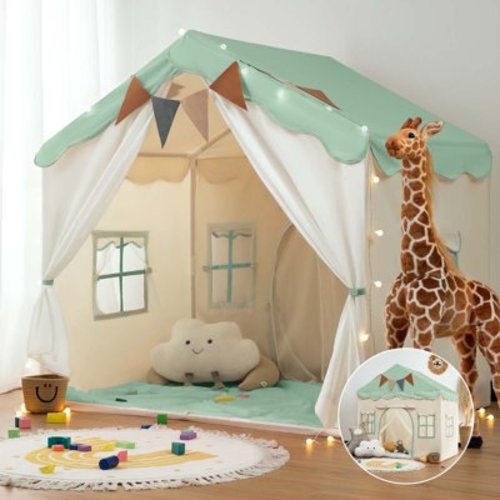 Besrey Kid Playhuose for Boys and Girls,Toddler Tent with Padded Mat and Lights,Toddler Play Tent for Indoor & Outdoor,Green