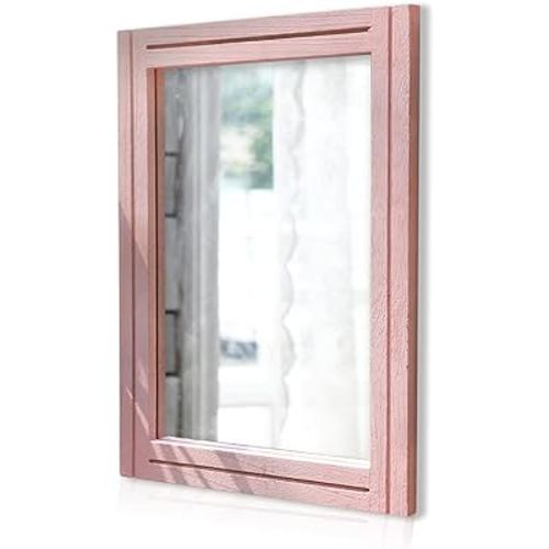 AAZZKANG Rectangle Mirror with Wood Frame Rustic Farmhouse Hanging Wall Mirror Decor 20"x16" Bedroom Bathroom Living Room Vanity Mirror