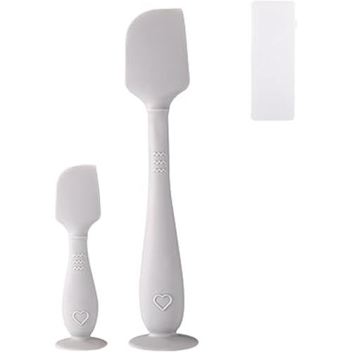 2pcs Baby Diaper Cream Spatula with Travel Case, 2 Sizes Soft Flexible Silicone Butt Paste Applicator Baby Diaper Rash Cream Spatula Bum Brush for Newborn(Grey)