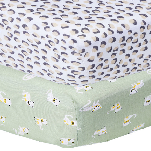Parent's Choice 2-Pack 100% Cotton Infant Fitted Crib Sheets, Cheetah