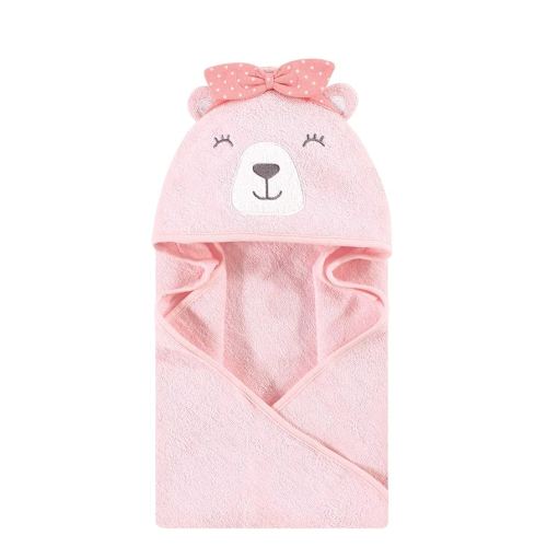 Hudson Baby Unisex Baby Cotton Animal Face Hooded Towel, Bear Girl, One Size