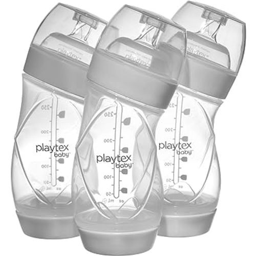Playtex Baby VentAire Complete Tummy Comfort Baby Bottle, Anti-Colic & Anti-Reflux, Clear, 9 Oz, 3 Count