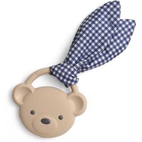 Itzy Ritzy Silicone Baby Teether, Crinkle Sensory Toy with Handle (Bear)