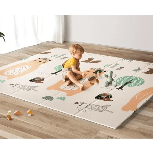 UANLAUO Foldable Baby Play Mat, Extra Large Waterproof Activity Playmats for Babies,Toddlers, Infants, Play & Tummy Time, Foam Baby Mat for Floor with Travel Bag (Bear(71x59x0.4inch))