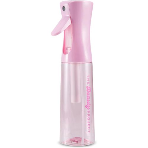 Spray Bottle Mister for Hair - Continuous Mister, Fine Water Mist, Trusted by Professional Salons & Barbers, 10.1oz - Clear Bottle (Pink)