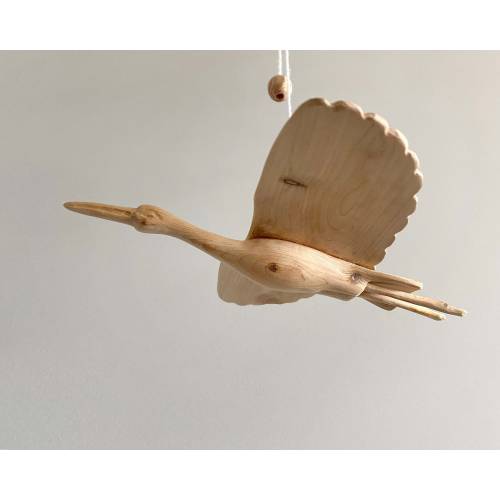 Wooden Bird Crane Hanging Decoration / wall sign bird nursery decor