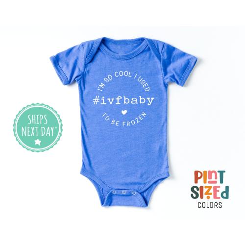 IVF Baby Onesie® - So Cool I Used To Be Frozen Bodysuit - Cute Boho Announcement Onesie® - Blue