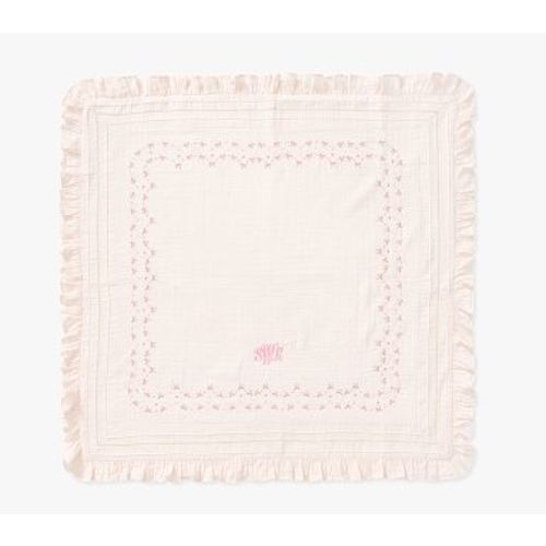 Welcome Home Embroidered Heart Oversized Muslin Baby Blanket , 47 X 47 , Pink