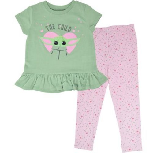 Star Wars The Mandalorian The Child Infant Baby Girls T-shirt And Leggings Outfit Set Green 12 Months