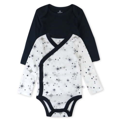 Honest Baby Clothing Baby Boy or Girl Gender Neutral Organic Cotton Long Sleeve Bodysuit and Side Snap Long Sleeve Bodysuit, 2 Piece (Preemie-9 Months)