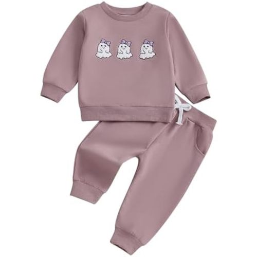 Fernvia Toddler Baby Girl Clothes 3 6 9 12 18 24 Months Fall Outfits Solid Long Sleeve Sweatshirt Tops + Pants Set