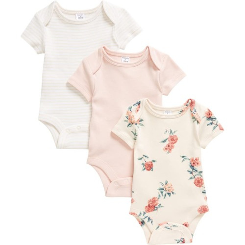 Baby Assorted 3-Pack Bodysuits, Pink Leona Floral Pack