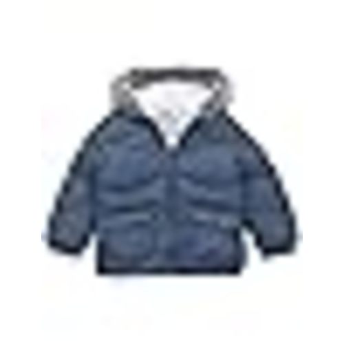 Rokka&Rolla Baby Boys' Sherpa Lined Puffer Jacket Warm Winter Coat with Mini Fur Trim Hood for Newborn Infants Toddler