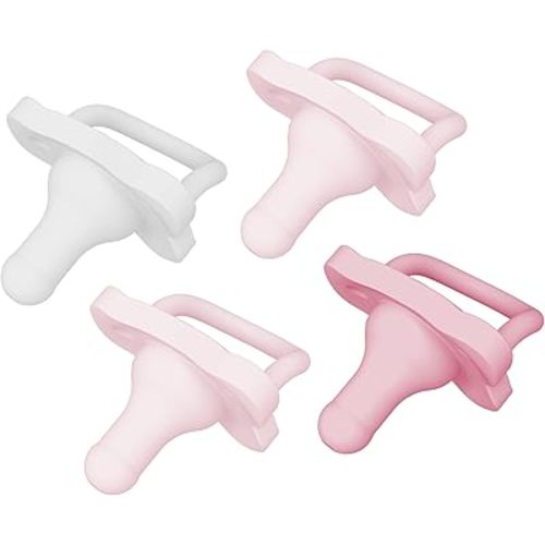 Dr. Brown's HappyPaci 100% Silicone Baby Pacifier, Contoured One-Piece Design, Light-Pink, Pink, White, 0-6m, BPA-Free, 4-Pack
