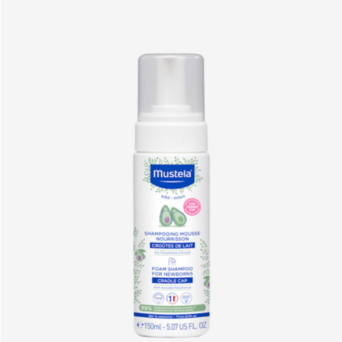 Mustela Cradle Cap Foam Shampoo for Newborn - Baby Shampoo with Natural Avocado - Tear-Free & Fragrance-Free - 5.07 fl. oz.