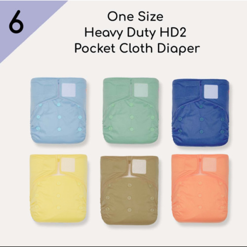 6 One Size Heavy Duty HD2 Pocket Cloth Diapers + 12 Diaper Inserts – KaWaii Baby Cloth Diaper and Cloth Diapering Accessories Online