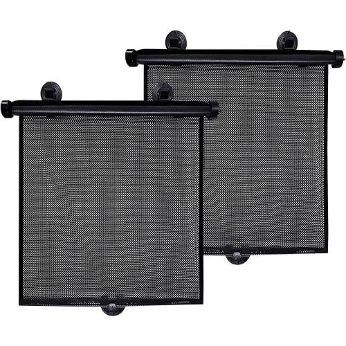Kewucn Car Side Window Sun Shade, 2 Pack Retractable Auto Sunshade Visor for Block Heat UV Rays and Glare Protection, Universal Roller Window Shade for Baby, Pets, Kids, Passengers (Large)