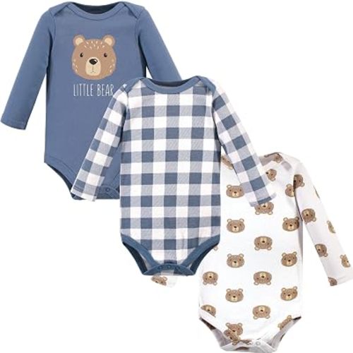 Hudson Baby Basics Infant Boys Essential Long Sleeve Bodysuits 3-Pack
