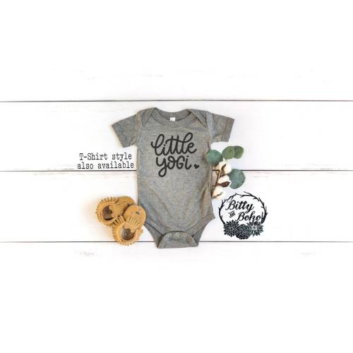 Little Yogi Baby Bodysuit, Cute Baby Shower Gift, Little Yogi Shirt, Yoga Baby Gift, Yoga Baby Bodysuit, Yoga Shirt, Gray Baby Bodysuit