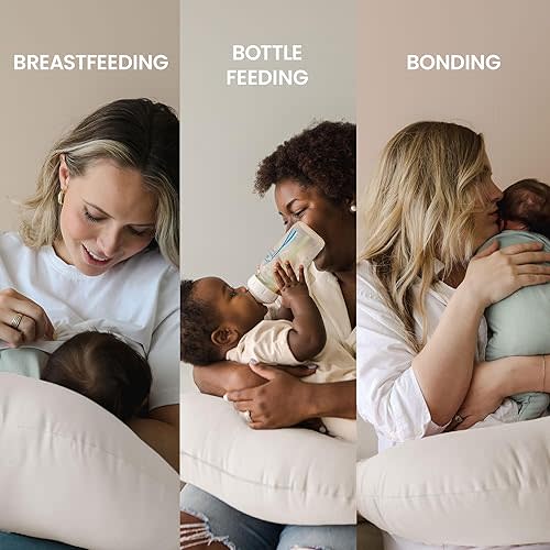 snuggle me Organic Nursing Pillow - Bottle & Breastfeeding Pillow with Organic Cotton Cover & Fiberfill, Machine Washable, Newborn Essentials Must Haves (Natural)