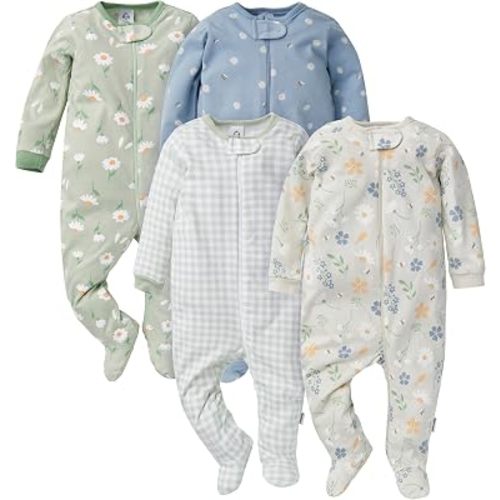 Gerber Baby Girls 4-Pack Sleep 'N Play Footie