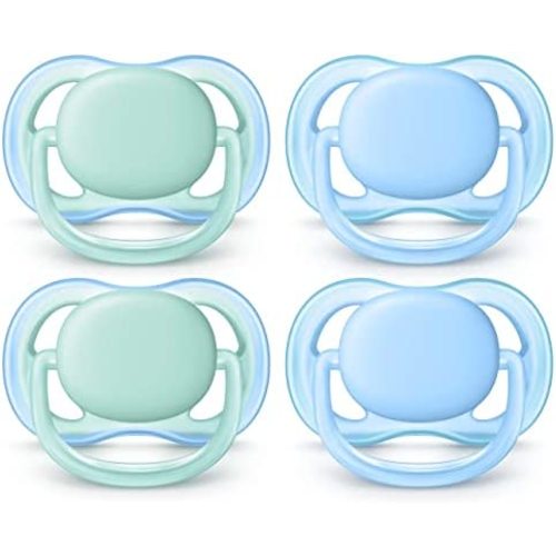 Philips AVENT Ultra Air Pacifier, 0-6 Months, Blue/Green, 4 Pack, SCF244/40