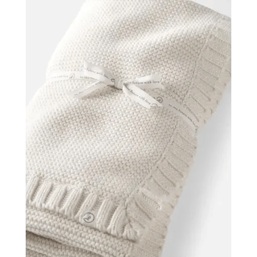 Baby Organic Cotton Signature Stitch Blanket in Cream - Little Planet | Carter's