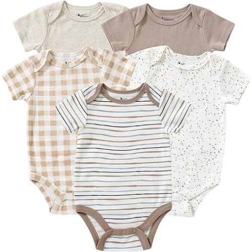 Baby boy Short-Sleeve Bodysuit,Cotton 5 Pack of Baby Girls Onesie,0-9 Months Soft Baby Girls Clothes