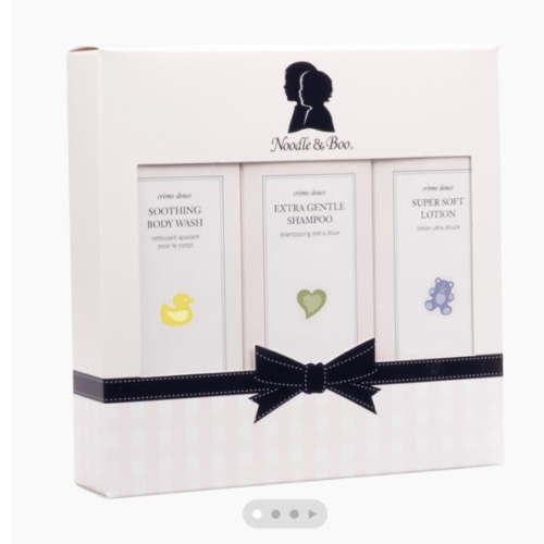 Noodle & Boo Starter Set, Newborn Baby Gift; Super Soft Baby Lotion and Newborn 2-in-1 Hair & Baby Body Wash, 8 Oz of each, Navy/Pink