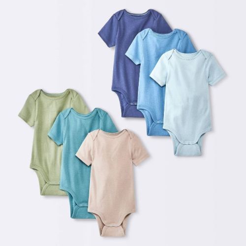 Baby Boys' 6pk Go & Grow Short Sleeve Cotton Bodysuit - Cloud Island™ Blue 6-12m