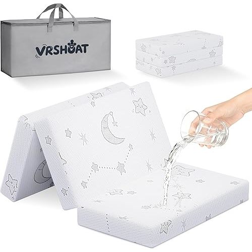 Trifold Pack and Play Mattress 38’’x26’’x3’’ Portable Pack N Play Mattresses with Washable Cover Waterproof Travel Crib Mattress for Baby and Toddler