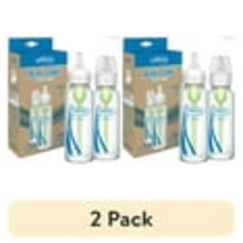 (2 pack) Dr. Brown's Anti-Colic Options+ Narrow Glass Baby Bottle, 8 oz/250 mL, with Level 1 Slow Flow Nipple, BPA Free, 0m+, 2 Pack