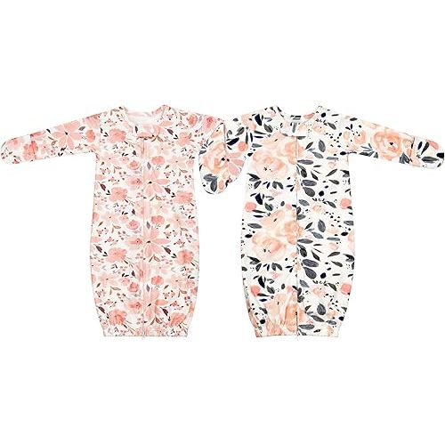 Baby Sleep Sack 0-12 Months Newborn Sleeping Bag 100% Cotton Wearable Blanket 0.5 TOG 2 Packs