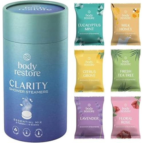 Body Restore Shower Steamers Aromatherapy 6 Pack - Fathers Day Unique Gifts for Dad, Grandpa, Birthday Gift for Mom, Daughter, Son, Best Friend, Travel Essentials, Self Care, Bath Bombs - Variety