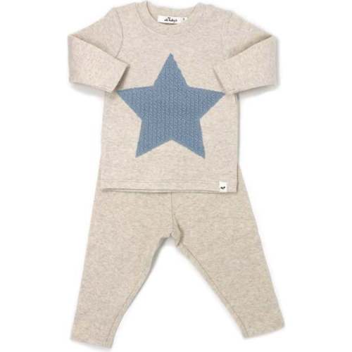 Star Fog Cable Long Sleeve 2-Piece Set, Sand - Oh Baby! | Maisonette