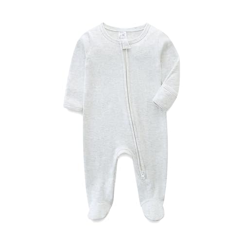 Unisex Baby Boy and Girl Zipper Onesie Solid Toddler Footie One-Piece Infant Romper Jumpsuit
