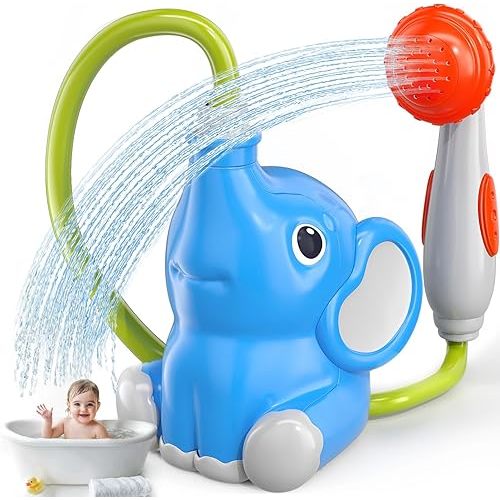 Baby Bath Shower Head Toys for Toddler Ages 1 2 3 - Bath Toys for Infants with Water Pump for Kids 2-4, Kids Swimming Pool Toys, Bathtub Toys 6-12 12-18 Months, Birthday Gifts for Boys Girls