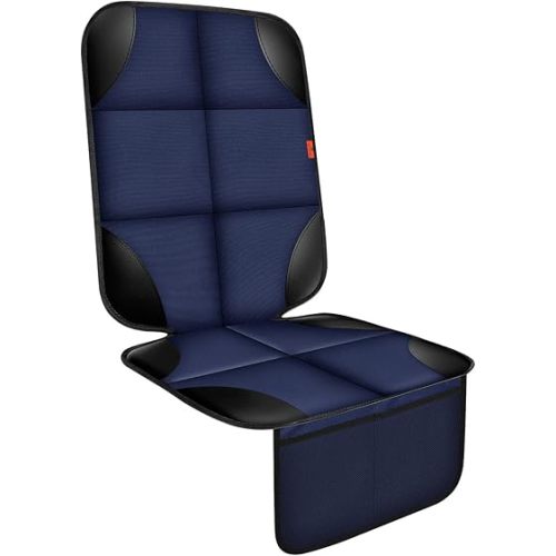 Car Seat Protector 1 Pack Car Seat Cushion Mat Thickest Padding,Waterproof 600D Fabric Car Seat Covers for Non-Slip Backing Mesh Pockets for Baby and Pet (Blue, 1 Pc)