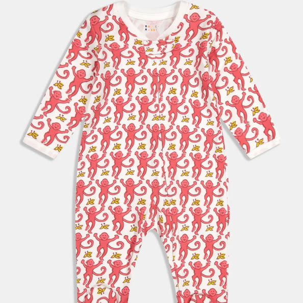 Infant Monkey Zipper Footie