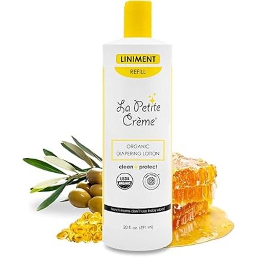 La Petite Creme French Premium Diapering Lotion - Diaper Cream Alternative to Baby Wipes - Gentle Moisturizer & Skin Cleanser with USDA Certified Organic Ingredients - Baby Essentials (20 oz)