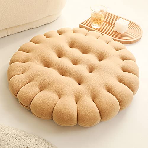 unlockgift Cute Throw Pillows Simulation Cookie Round Pillow Cushion Rectangle Pillow for Seat Chair, Floor Sitting,Bar,Playroom,Nursery-Round-Ivory